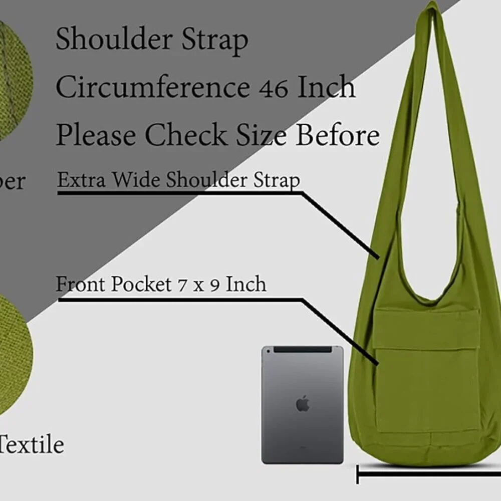Boho Crossbody Bag Cotton Unisex Lightweight Travel Purse with Zipper